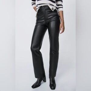 Zara Faux Leather 90s Wide Leg Pants High Waist
